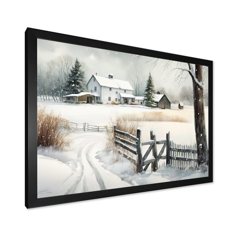 «Kentucky Farm In Winter», impression sur toile, paysage de ferme, H 12 po x l 20 po x P 1 po, Cadre noir