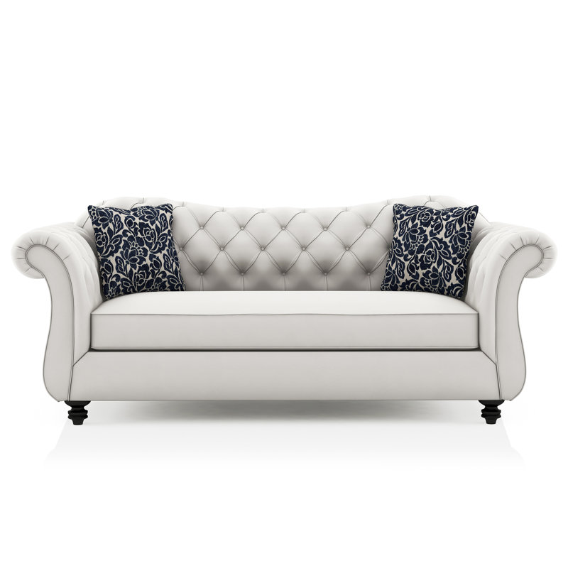 Beiler Upholstered 91'' Sofa, White 100% Polyester