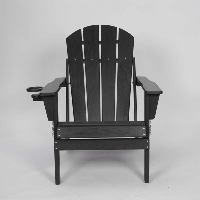 HDPE Folding Adirondack Chair With Dual Cup Holder - Durable, Weather-Resistant, And Easy To Store For Outdoor Relaxation