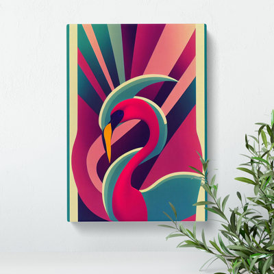 Modern Flamingo Abstract - Wrapped Canvas