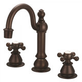 High Arc Torch Widespread Bathroom Faucet with Drain Assembly