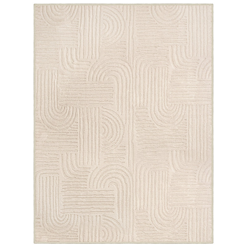 Geometric Area Rug, Beige, Rectangle 120 x 160 cm