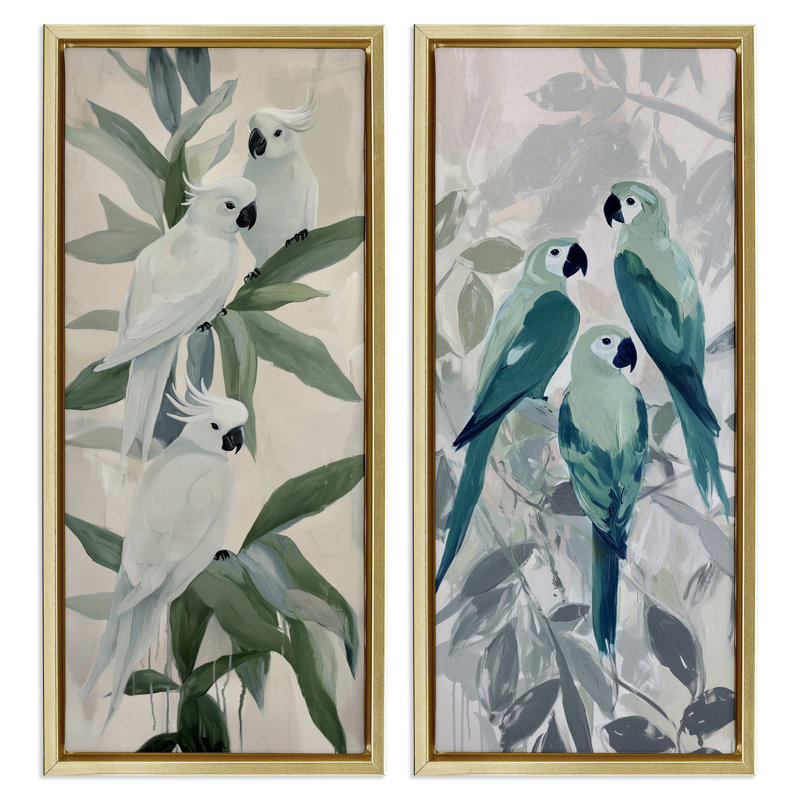 Ensemble de cadres flottants perchés 2 pièces Parrot Trios, design par Amanda Tsoukanelis, H 31 po x l 15 po
