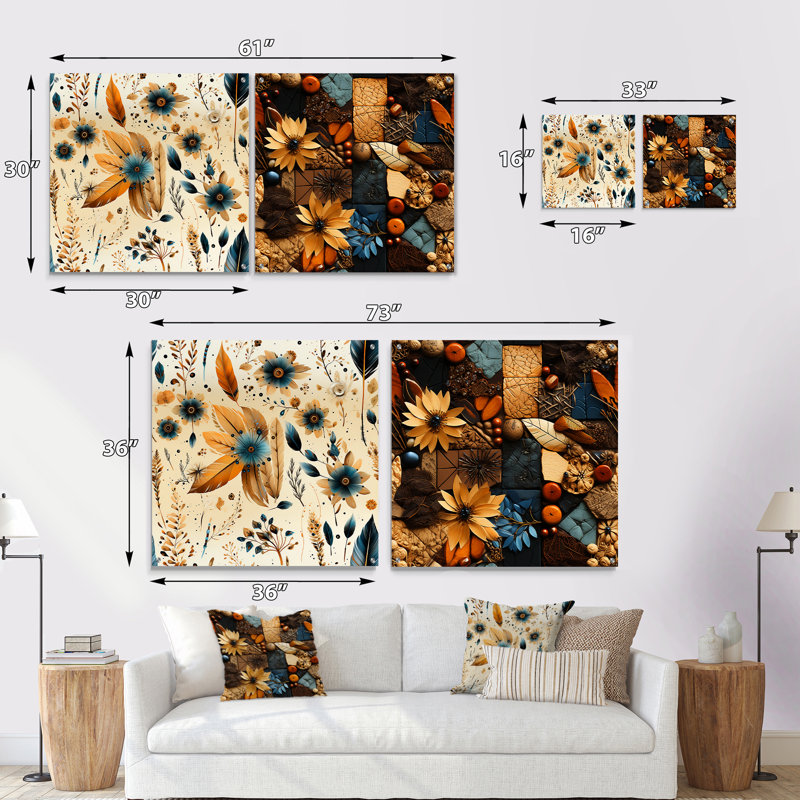 Basile - Ensemble de 2 art mural en verre acrylique, H 36 po x l 73 po