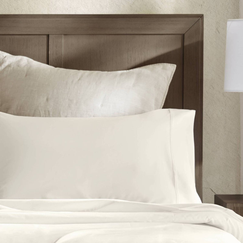 2-Piece King Sateen Cotton Pillowcase Set, Ivory