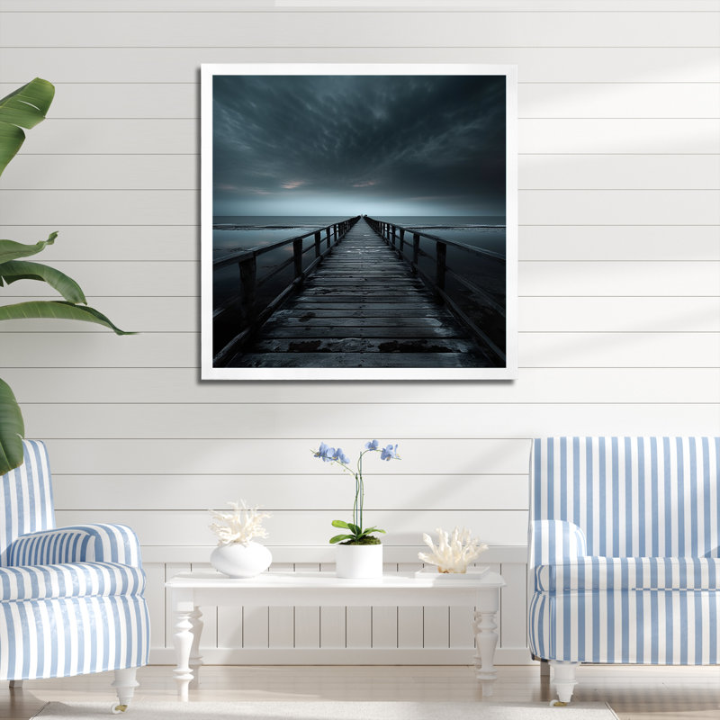 «Horizon IV» sur toile, impression monochrome sur toile, Cadre simple blanc, H 24 po x l 24 po x P 1 po