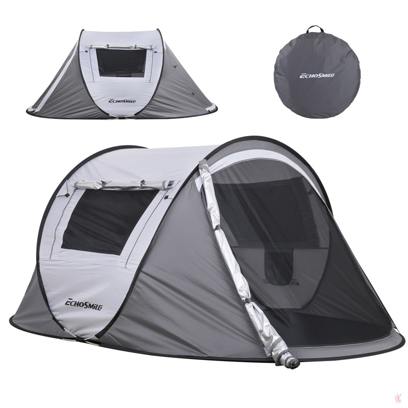 2 personnes + tente de camping Pop Up, Blanc / Gris