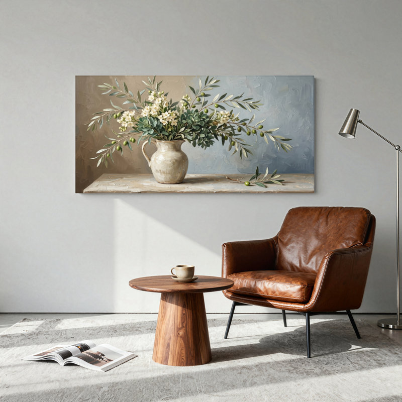 Ensemble de 1 tableau sur toile « Branche d'olivier », 32“W x 16”H, Wrapped Canvas