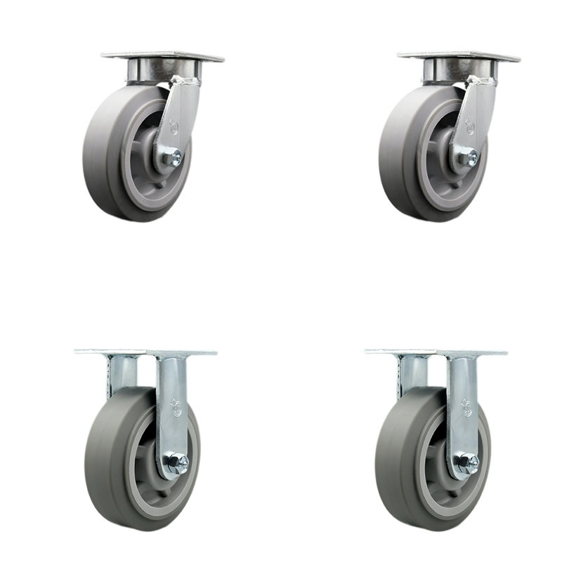 Ensemble de 6 roulettes pivotantes en caoutchouc 6 po Kingpinless