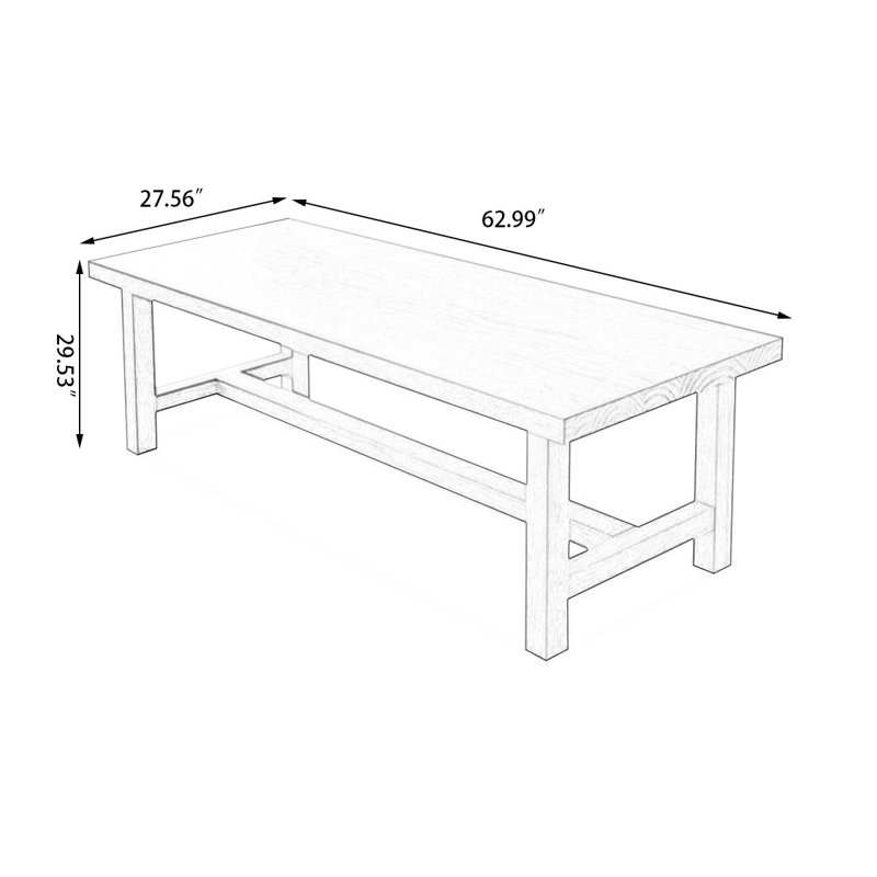 Brown Rectangular Solid Wood desk, 29.6" H x 63" W x 27.6" D