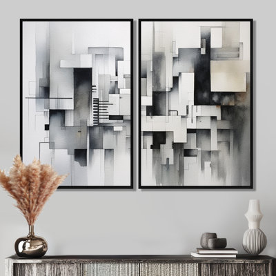 Gris abstrait zen II - art mural gris