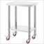 Table de travail de 24 po x 18 po x 34 po en acier inoxydable avec tablettes réglables à 3 niveaux et 4 roues, robuste pour la préparation de cuisine commerciale