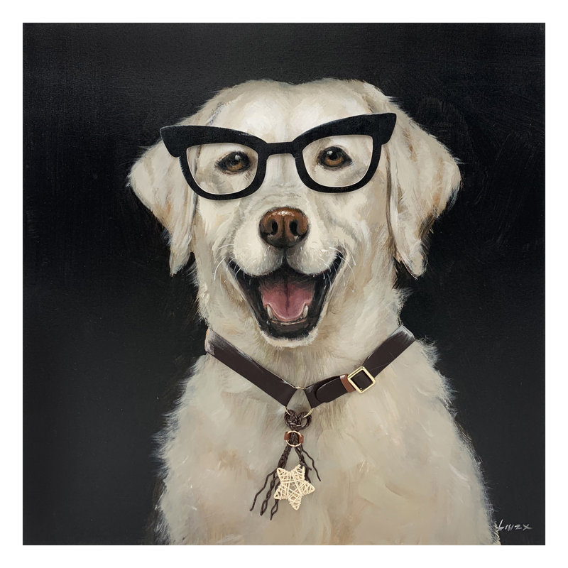 Chien avec lunettes, art mural 25 po x 25 po