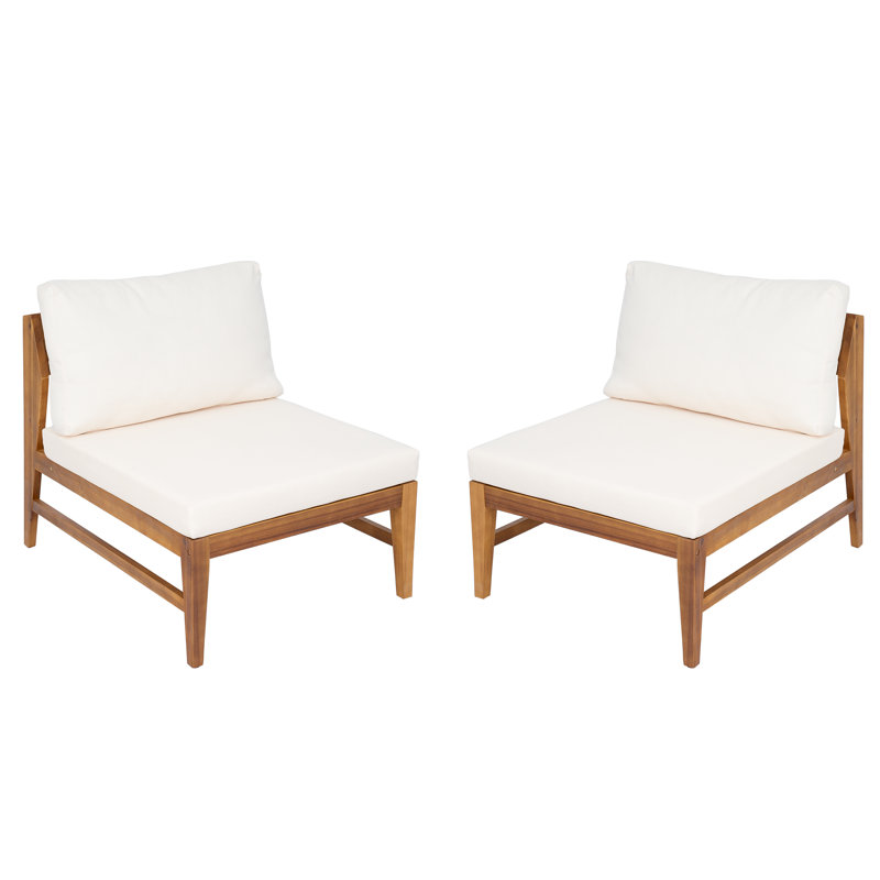 Haidi Patio Acacia Wood Lounge Chairs With Removable Cushions