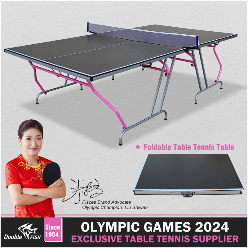 Table de ping-pong pliable et portable 8 pi x 4 pi avec 2 raquettes de tennis de table, 3 balles et filet pour l'intérieur et l'extérieur