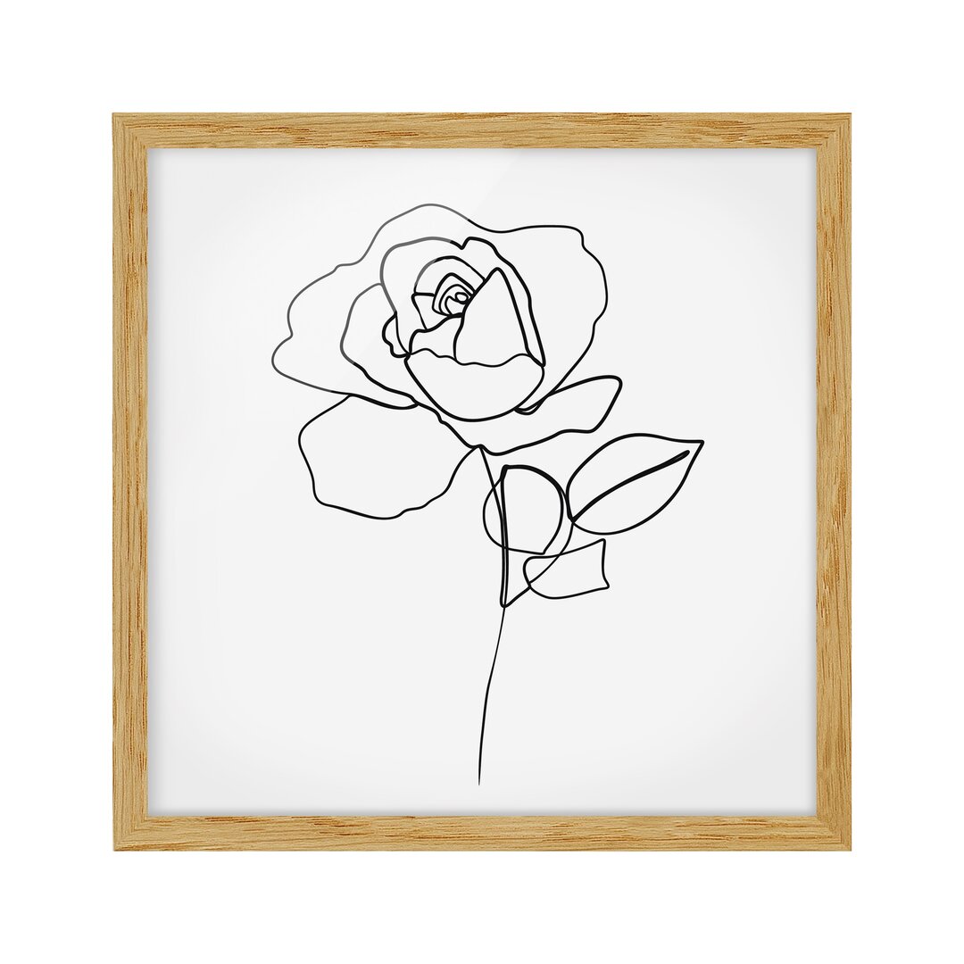 Gerahmter Grafikdruck Line Art Rose