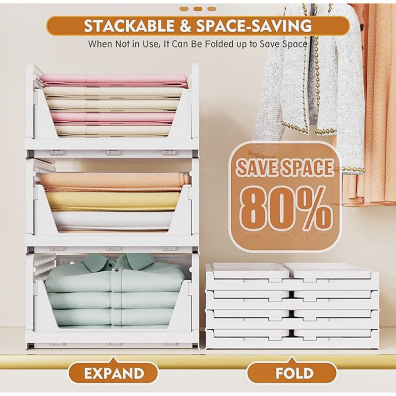 Stackable  Space-Saving Clothes Storage Drawer Organizer, Yellow