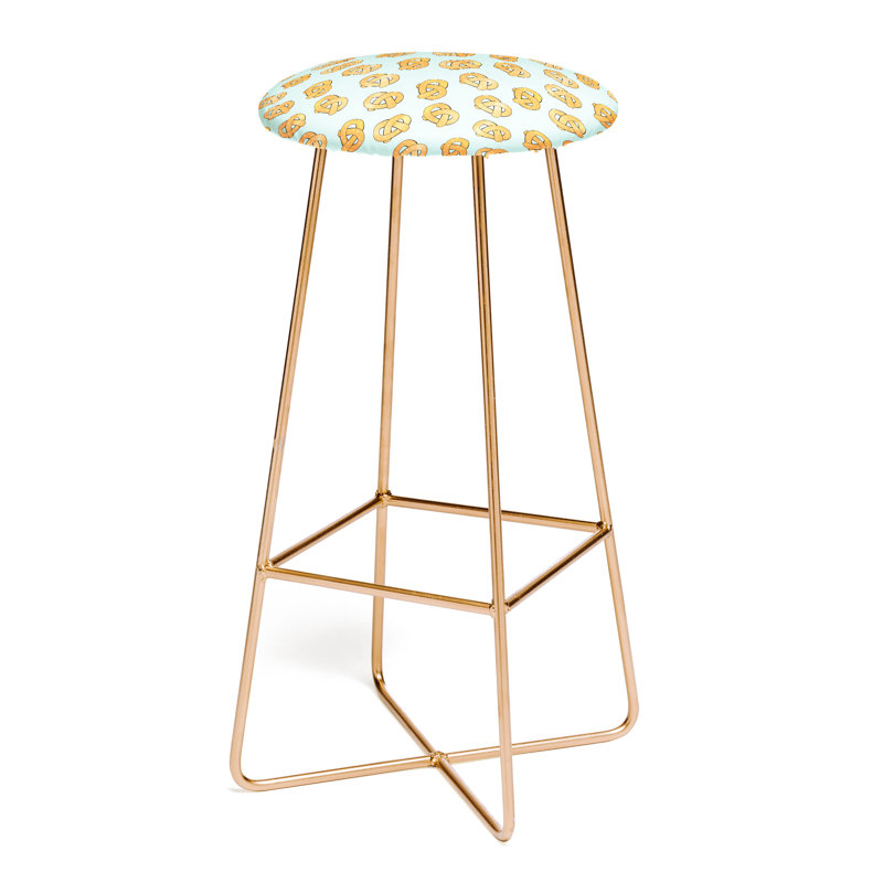 Tabouret 30 ", Bleu / jaune / cadre bronze