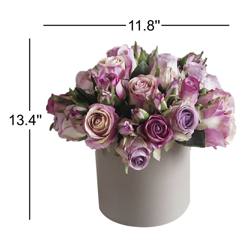 Arrangement floral roses vase, Mauve, Taupe