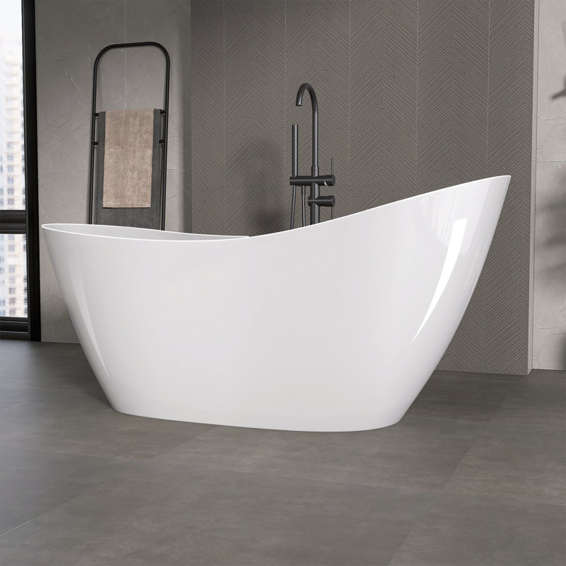 Gloss White Acrylic Classic Oval Shape Free Standing Tub