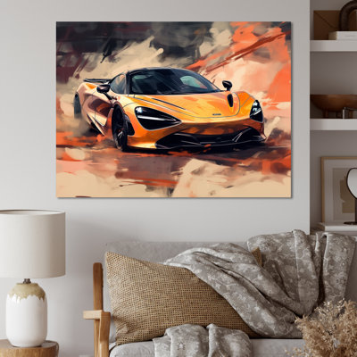 «Orange Exotic Car On Offroad I - Muscle Car», reproduction sur toile