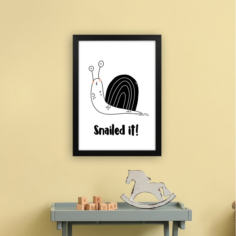 Snail by Miniofmine - Print, 46cm H x 34cm W x 3cm D, Brown Framed