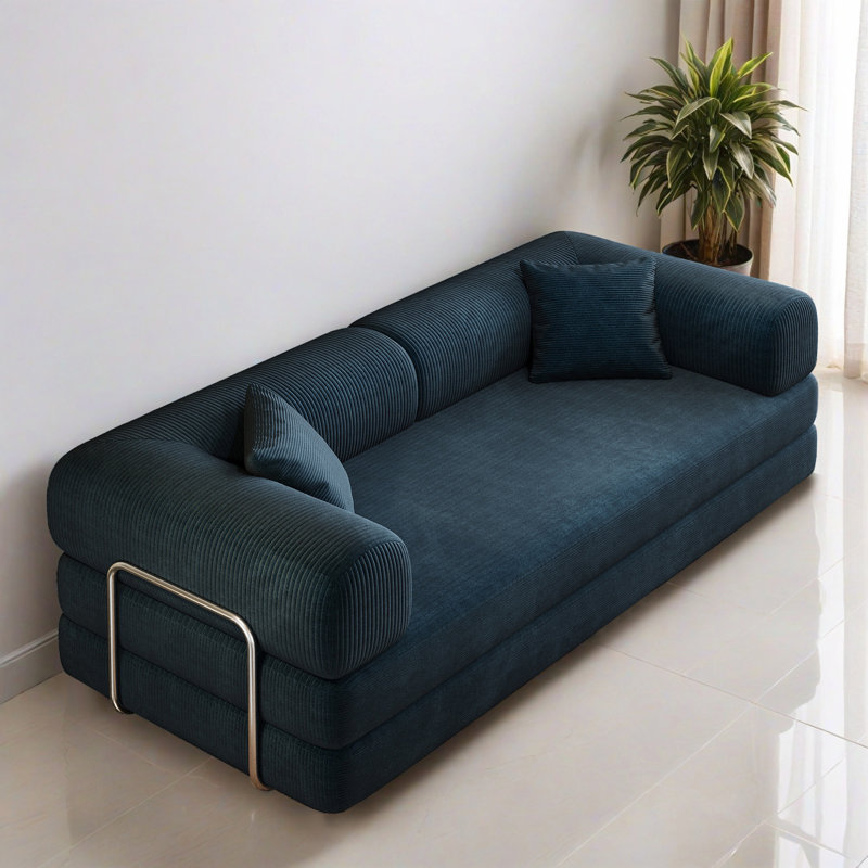 Canapé à compression de 78,81 po, canapé-lit futon convertible Comfy, canapé-lit modulaire sans os pour le salon, Bleu