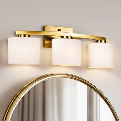 Brushed Nickel/Matte Black/Gold Modern Unique Bathroom Vanity Light With Oval-shaped Etched White Glass Shades