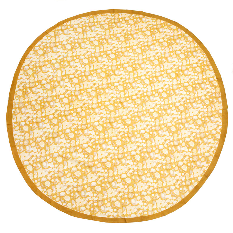 Bryssa Tablecloth - Round, 70" x 70", Mustard/Gray