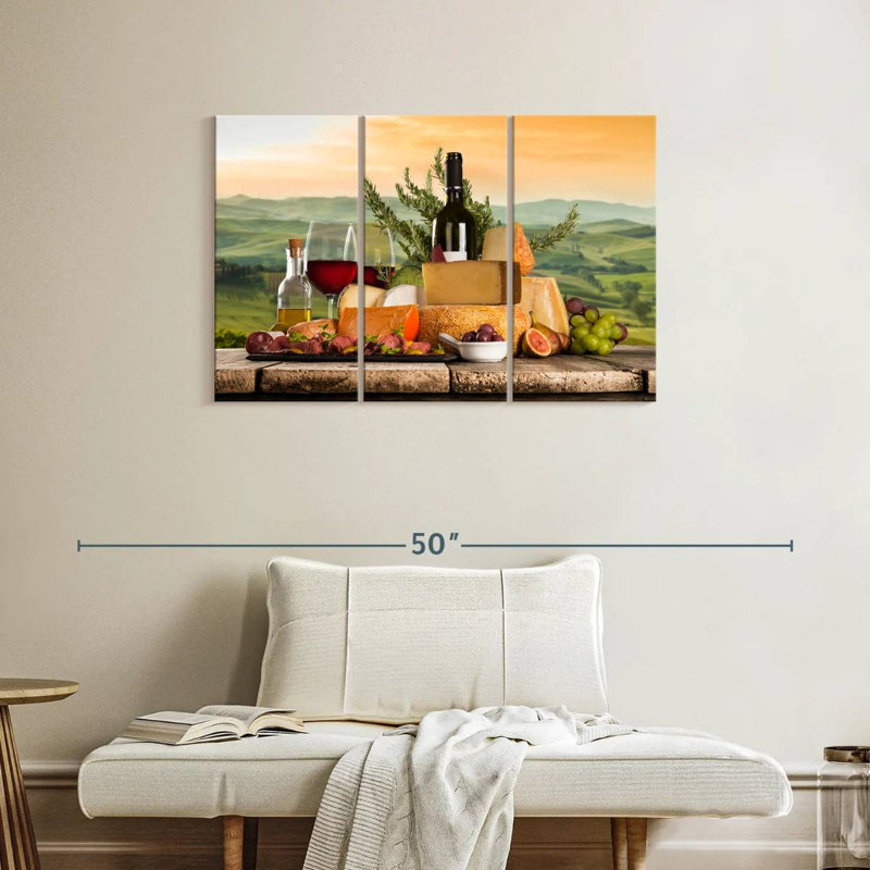 Ensemble parfait de vin sur toile 3 pièces, H 24 po x l 38 po x P 1,25 po