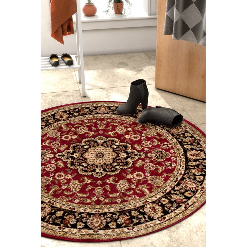 Tapis rouge Cobbins Medallion Kashan, Rond 7 pi 10 po