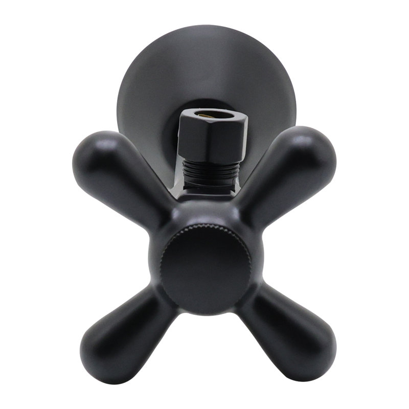 Robinet d'arrêt en forme de croix avec poignée d'arrêt en croix 1/2 "x 3/8" DO, Noir mat