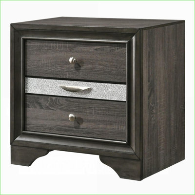 Modern Gray Wood Composite 3-Drawer Nightstand with Jewelry Storage