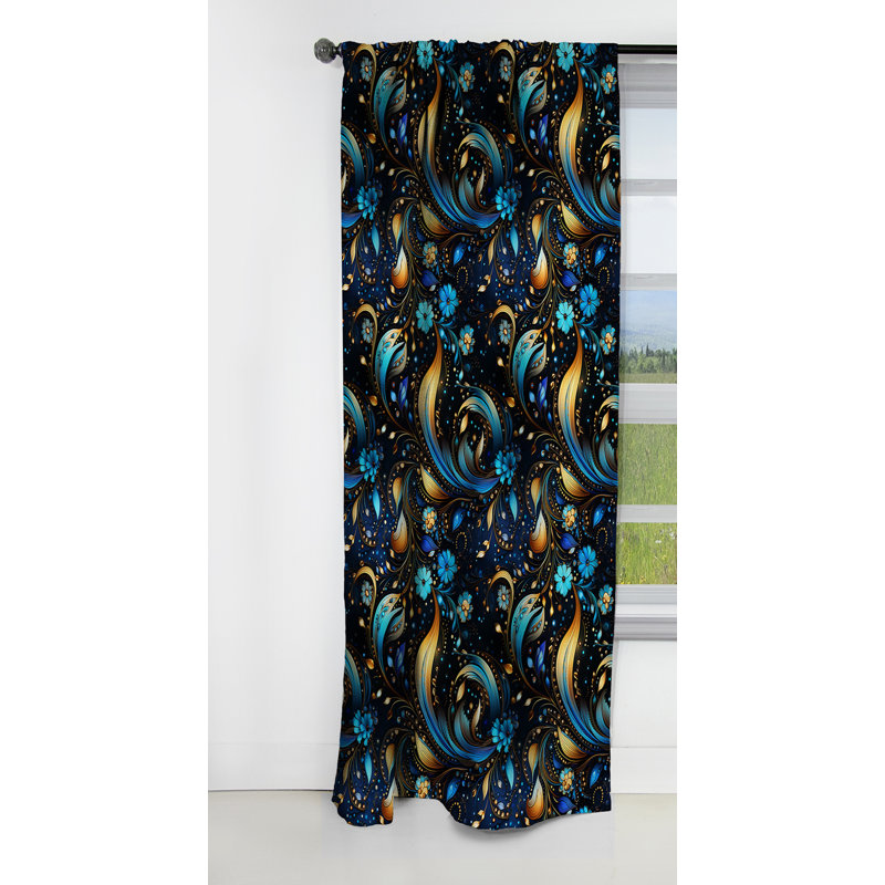 Motif cachemire marocain - Rideau floral - Rideau occultant - 1 panneau, L 52 po x L 90 po