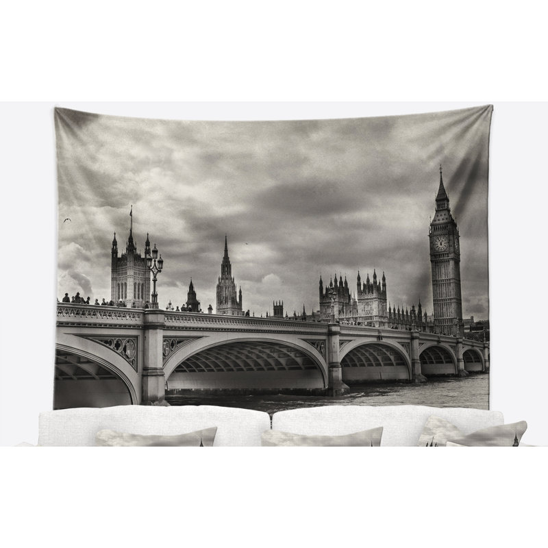 Cityscape magnifique vue de westminster bridge tapisserie avec accessoires suspendus inclus, H 78 po x l 92 po