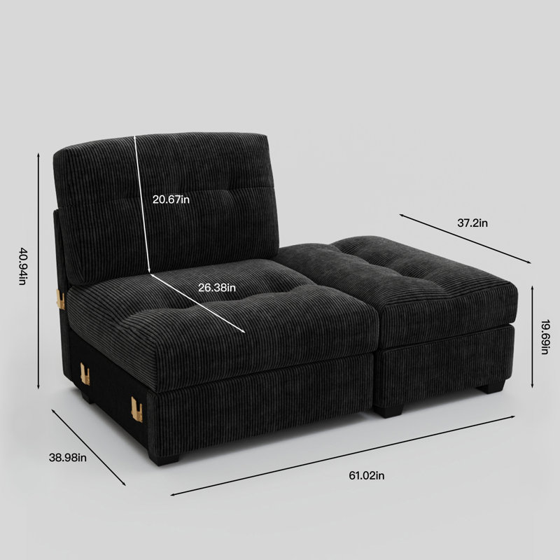 Canapé modulaire Bekey Sieber, Noir