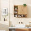 Armoire murale cannelée pour salle de bain, armoire à pharmacie en bois avec 2 portes et tablette réglable