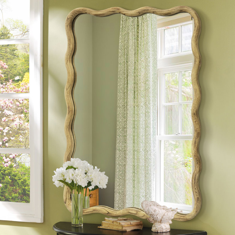 Castin Solid Wood Flat Wall Mirror, 36" x 24", Natural Wood