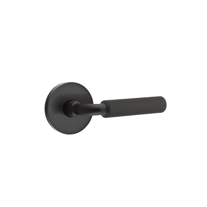 Emtek Select Passage Interior Mortise w/ Disk Rosette & R-Bar Stem, Straight Knurled Lever, Left, Polished Nickel
