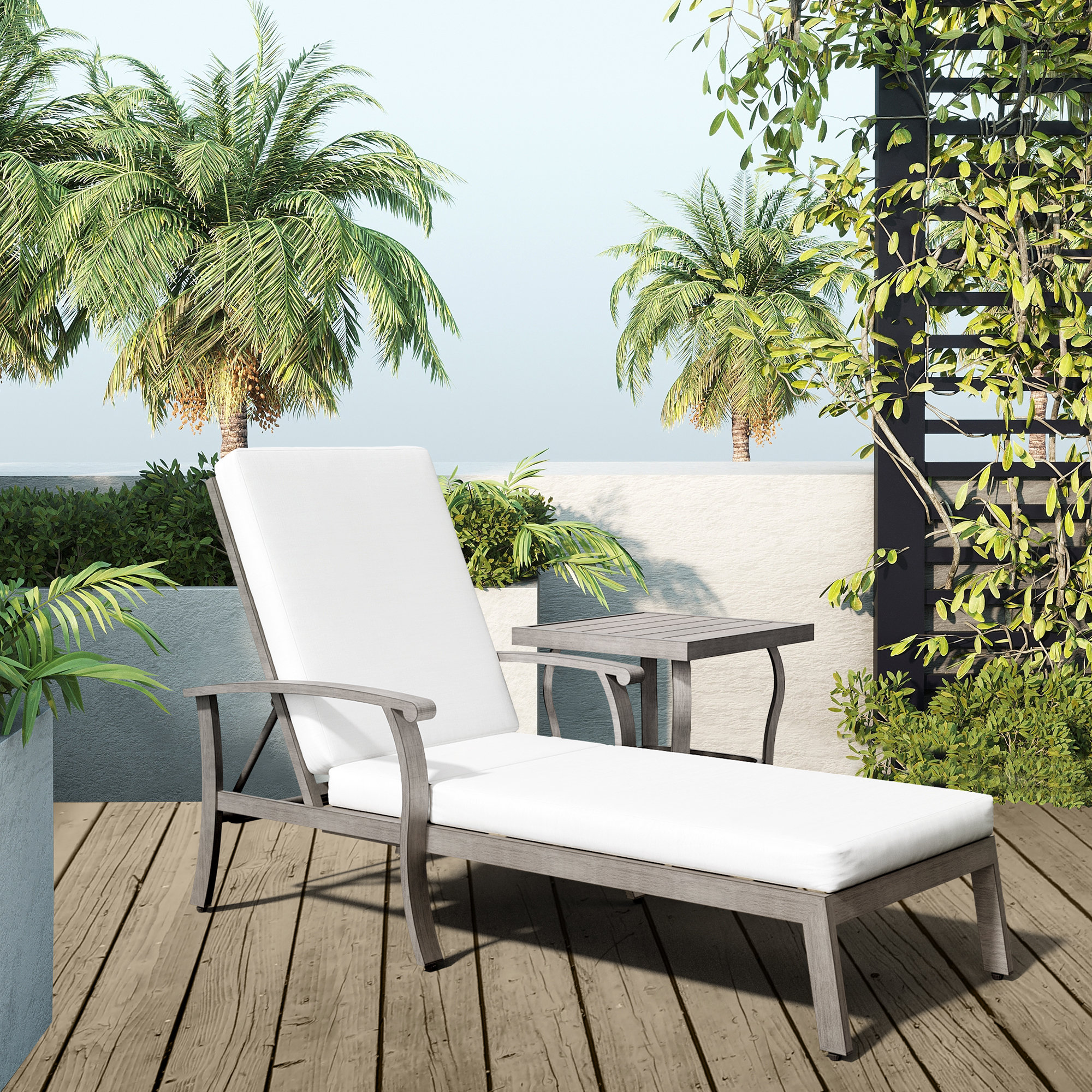 Lark Manor™ Aliriza Outdoor Aluminum Chaise Lounge Set with Table | Wayfair