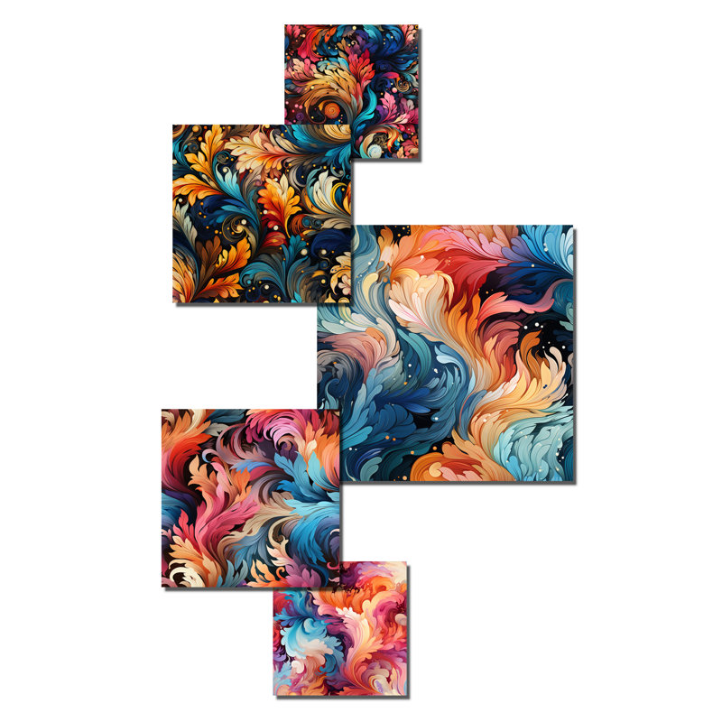 Tseng - ensemble d'art mural floral de 5