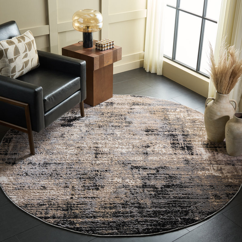 Sable 100 Performance Abstract Rug, Round 6'7"