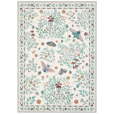 Area Rug for Living Room Washable Collapsible Floral Carpet  Non-Slip Backing Carpet for Living Room Bedroom Dining Room