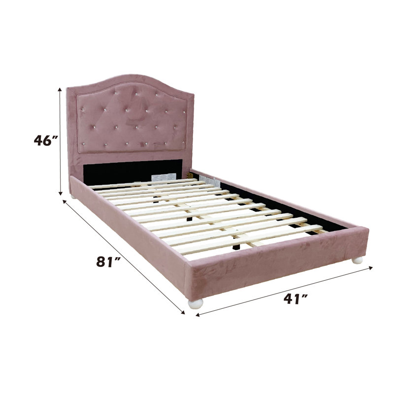 Lit simple en tissu rose - 80,66 po Largeur, sommeil confortable et profil bas, option élégante