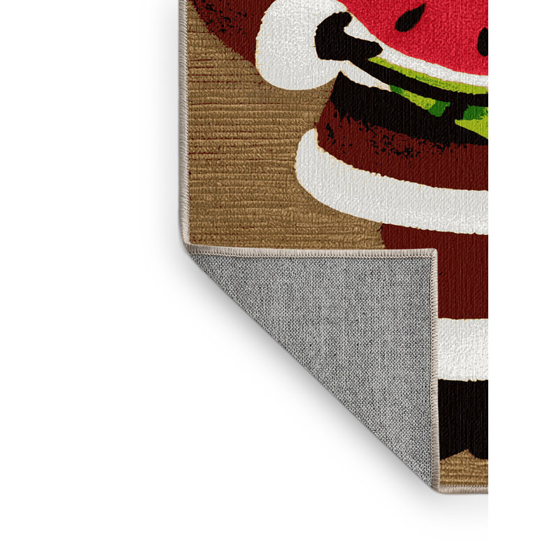  Tapis lavable père Noël avec fruits melon, Rond 3 pi
