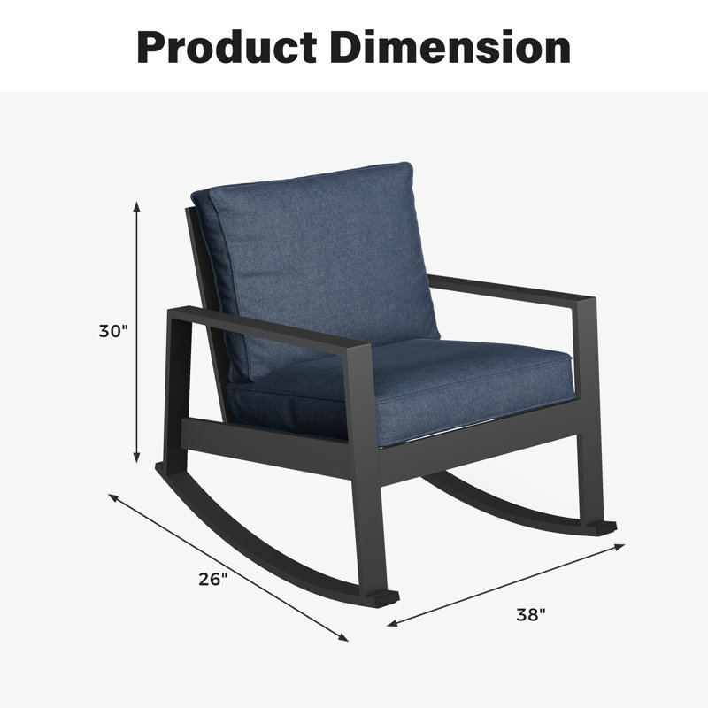 Chaise berçante d'extérieur avec coussins, Blue
