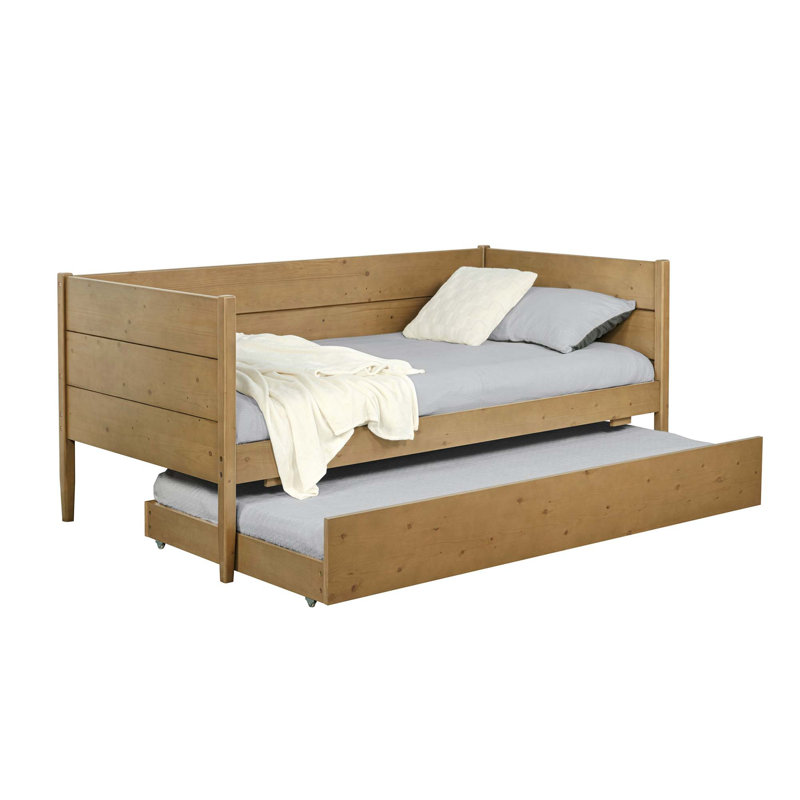 Lit de jour en bois rustique avec couchette peu encombrante