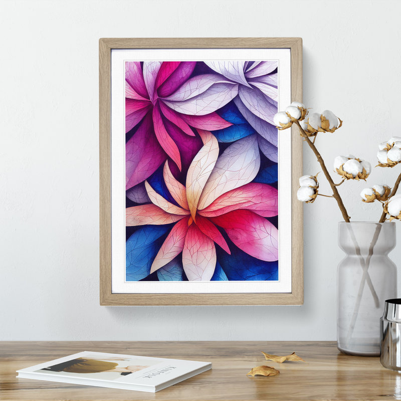 Entrancing Flowers No.3 - Single Picture Frame Print, 46cm H x 34cm W x 2cm D, Oak