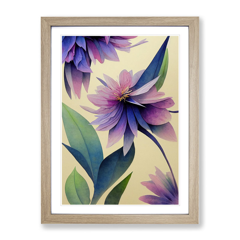 Beautiful Watercolour Flowers No.2 - Wall Art, 66cm H x 48cm W x 2cm D, Oak Framed, White