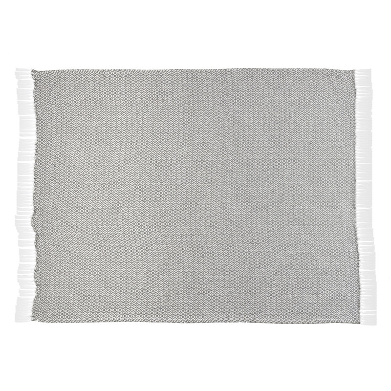 Throw Blanket Hand Woven Throw Blanket, Gray/Ivory